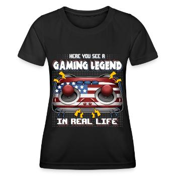 Gamer Ici vous voyez une légende du jeu dans la vraie vie - T-shirt sport Femme - noir - Devant - AI Model Female 172 light (172cm)