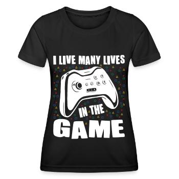 Jeu Je vis beaucoup de vies dans le joueur joueur joueur - T-shirt sport Femme - noir - Devant - AI Model Female 172 light (172cm)