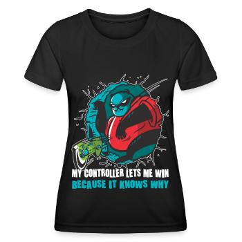 Gaming My Controller Lets Me Win Videospiel Gamer - Frauen Funktions-T-Shirt - Schwarz - Vorne - AI Model Female 172 light (172cm)