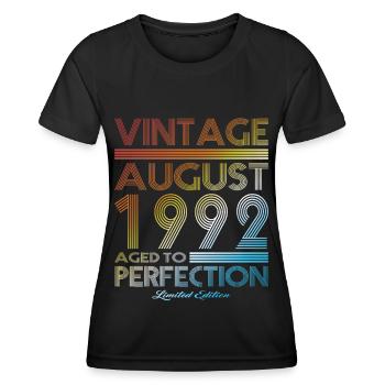 30. Geburtstag Jahrgang 1992 August 1992 - Frauen Funktions-T-Shirt - Schwarz - Vorne - AI Model Female 172 light (172cm)