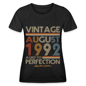 30. Geburtstag Jahrgang 1992 August 1992 - Frauen Funktions-T-Shirt - Schwarz - Vorne - AI Model Female 172 light (172cm)