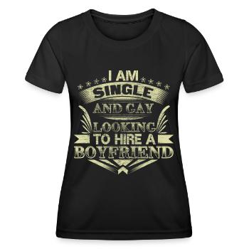Idée cadeau Gay Single Queer Homo - T-shirt sport Femme - noir - Devant - AI Model Female 172 light (172cm)