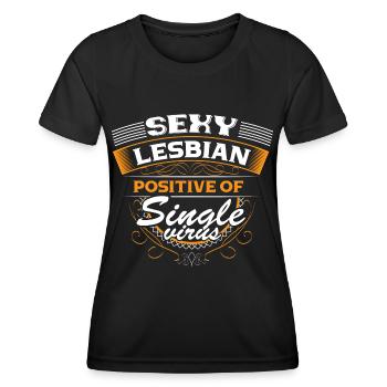 Lesbisch Single LGBT Partnerschaft Geschenkidee - Frauen Funktions-T-Shirt - Schwarz - Vorne - AI Model Female 172 light (172cm)