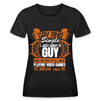 Gay Single Liebe Partnerschaft Geschenkidee - Frauen Funktions-T-Shirt - Schwarz - Vorne - AI Model Female 172 light (172cm)