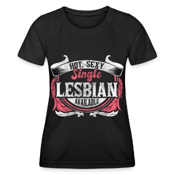 Lesbisch Single LGBT+ Beziehung Geschenkidee - Frauen Funktions-T-Shirt - Schwarz - Vorne - AI Model Female 172 light (172cm)