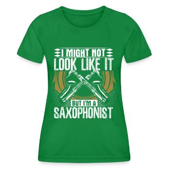 Saxophon Blues - Frauen Funktions-T-Shirt - Kelly Green - Vorne - AI Model Female 172 dark (172cm)