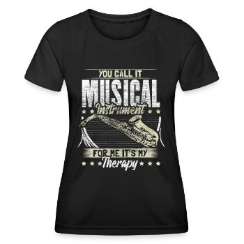 Saxophon Blasinstrument Musiker Geschenkidee - Frauen Funktions-T-Shirt - Schwarz - Vorne - AI Model Female 172 light (172cm)