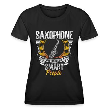 Saxophon Blasinstrument Musik Geschenkidee - Frauen Funktions-T-Shirt - Schwarz - Vorne - AI Model Female 172 light (172cm)
