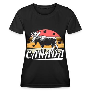 Kanada Elch Nation - Frauen Funktions-T-Shirt - Schwarz - Vorne - AI Model Female 172 light (172cm)