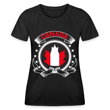 Kanada Kanadier Flagge Geschenkidee - Frauen Funktions-T-Shirt - Schwarz - Vorne - AI Model Female 172 light (172cm)