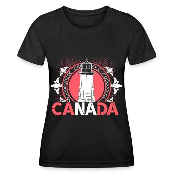 Kanada Ahornblatt - Frauen Funktions-T-Shirt - Schwarz - Vorne - AI Model Female 172 light (172cm)