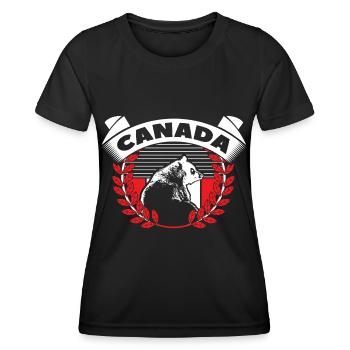 Kanada Ahornblatt Flagge Geschenk - Frauen Funktions-T-Shirt - Schwarz - Vorne - AI Model Female 172 light (172cm)