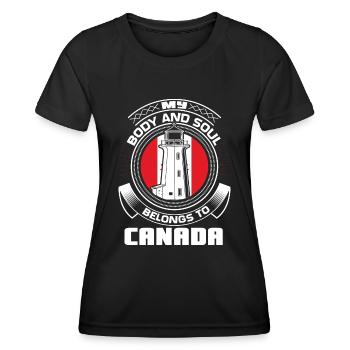 Kanada Ahorn Fahne - Frauen Funktions-T-Shirt - Schwarz - Vorne - AI Model Female 172 light (172cm)