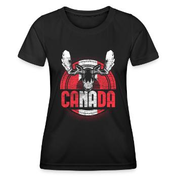 Kanada Ahorn Fahne Geschenkidee - Frauen Funktions-T-Shirt - Schwarz - Vorne - AI Model Female 172 light (172cm)