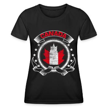 Kanada Ahorn - Frauen Funktions-T-Shirt - Schwarz - Vorne - AI Model Female 172 light (172cm)
