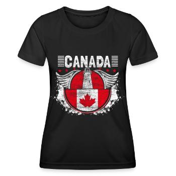 Kanada Ahornblatt Geschenk - Frauen Funktions-T-Shirt - Schwarz - Vorne - AI Model Female 172 light (172cm)
