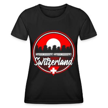 Switzerland Neutrality Flag Gift Idea - Women's Functional T-Shirt - black - Front - AI Model Female 172 light (172cm)