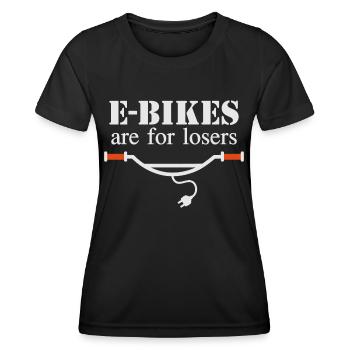 Les vélos électriques sont pour les perdants - T-shirt sport Femme - noir - Devant - AI Model Female 172 light (172cm)