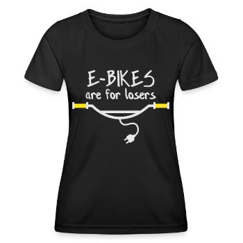Les vélos électriques sont pour les perdants - T-shirt sport Femme - noir - Devant - AI Model Female 172 light (172cm)