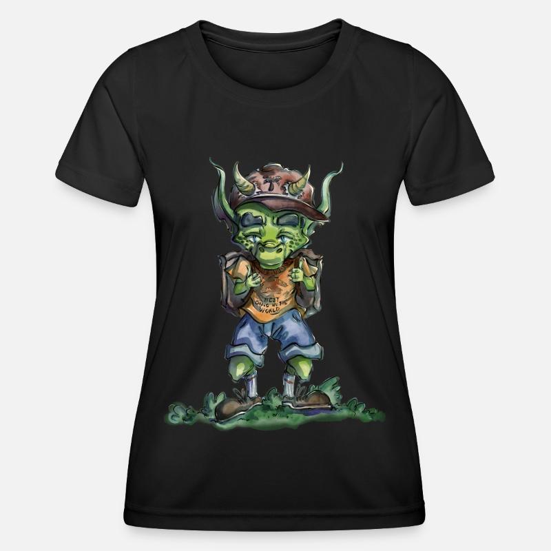 Dragon Going To School - Women's Functional T-Shirt - black