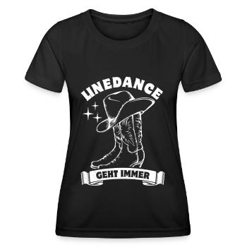 Linedance geht immer - Linedance Fan - Spruch - Frauen Funktions-T-Shirt - Schwarz - Vorne - AI Model Female 172 light (172cm)