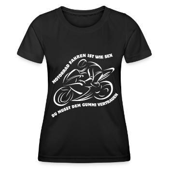 Motorrad fahren ist wie Sex - Frauen Funktions-T-Shirt - Schwarz - Vorne - AI Model Female 172 light (172cm)