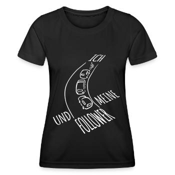 Ich und meine Follower - Fahrradweg - Fahrrad - Frauen Funktions-T-Shirt - Schwarz - Vorne - AI Model Female 172 light (172cm)