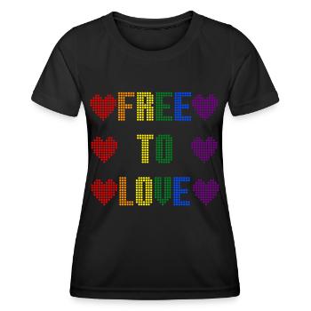 Free to Love freie Liebe Dots - Women's Functional T-Shirt - black - Front - AI Model Female 172 light (172cm)