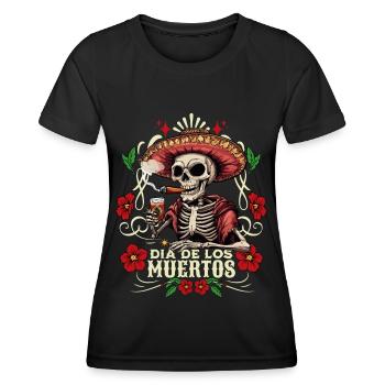 Dia De Los Muertos Skull Skull Tequilla - Women's Functional T-Shirt - black - Front - AI Model Female 172 light (172cm)