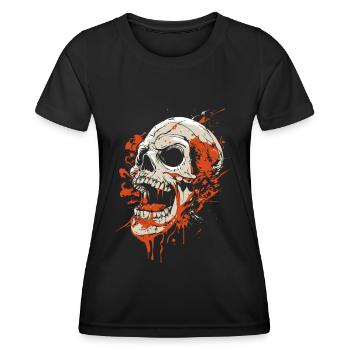 Déguisement de crâne d’Halloween - Creepy - T-shirt sport Femme - noir - Devant - AI Model Female 172 light (172cm)