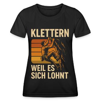 Climbing Mountaineering Adventure Mountain - Women's Functional T-Shirt - black - Front - AI Model Female 172 light (172cm)