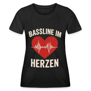 Bassline im Herzen Musik Festival Shirt EDM House - Frauen Funktions-T-Shirt - Schwarz - Vorne - AI Model Female 172 light (172cm)