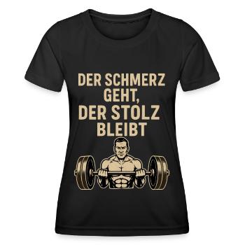 Fitness Schmerz Trainingsshirt für Bodybuilder - Frauen Funktions-T-Shirt - Schwarz - Vorne - AI Model Female 172 light (172cm)