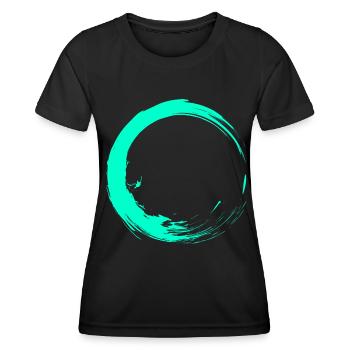Kreis Bürste Design Türkis - Frauen Funktions-T-Shirt - Schwarz - Vorne - AI Model Female 172 light (172cm)