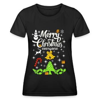 Frohe Weihnachten, Frohe Weihnachten, Frohe Weihnachten - Frauen Funktions-T-Shirt - Schwarz - Vorne - AI Model Female 172 light (172cm)