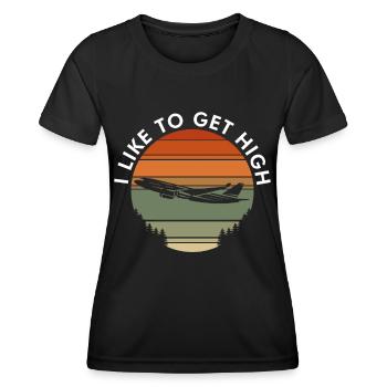 Drôle de pilote disant que les avions volent - T-shirt sport Femme - noir - Devant - AI Model Female 172 light (172cm)