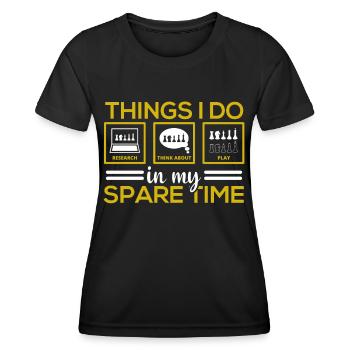 Playing Chess Hobby Leisure - Women's Functional T-Shirt - black - Front - AI Model Female 172 light (172cm)