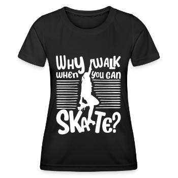 Fun Rollerskate - Pourquoi marcher quand on peut patiner? - T-shirt sport Femme - noir - Devant - AI Model Female 172 light (172cm)