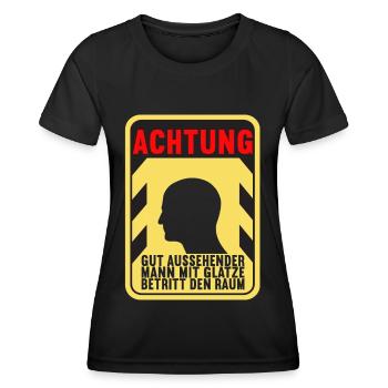 Glatze Glatzkopf - Frauen Funktions-T-Shirt - Schwarz - Vorne - AI Model Female 172 light (172cm)