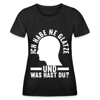 Glatze Glatzkopf - Frauen Funktions-T-Shirt - Schwarz - Vorne - AI Model Female 172 light (172cm)