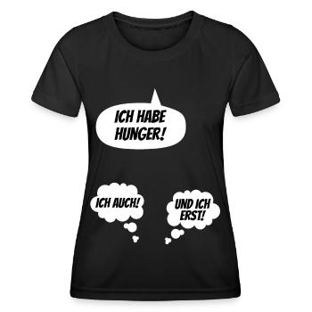 Ich habe Hunger Lustige Schwangerschaft Verkünden - Frauen Funktions-T-Shirt - Schwarz - Vorne - AI Model Female 172 light (172cm)