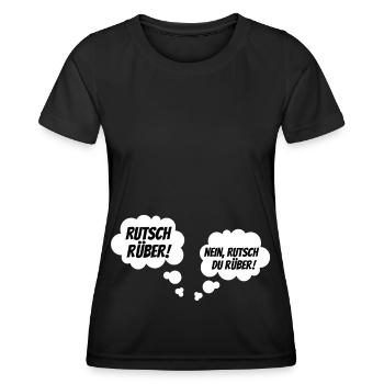 Lustige Sprechblase Schwangerschaft Verkünden - Frauen Funktions-T-Shirt - Schwarz - Vorne - AI Model Female 172 light (172cm)