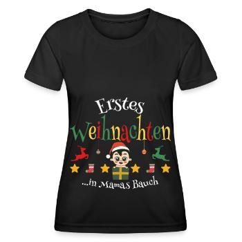 Erstes Weihnachten in Mamas Bauch Weihnachten - Frauen Funktions-T-Shirt - Schwarz - Vorne - AI Model Female 172 light (172cm)