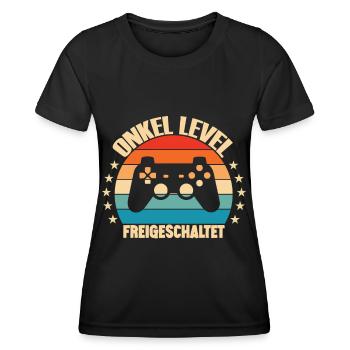 Onkel Level Loading Schwangerschaft Verkünden - Frauen Funktions-T-Shirt - Schwarz - Vorne - AI Model Female 172 light (172cm)