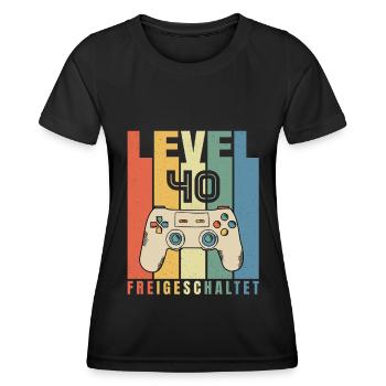 Level 40 Geburtstag Gamer Lustiges - Frauen Funktions-T-Shirt - Schwarz - Vorne - AI Model Female 172 light (172cm)
