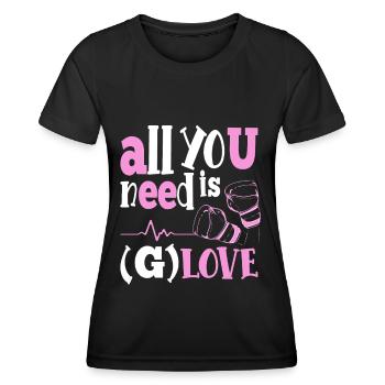 Boxing All You Need Is G-Love Gloves Women Boxer - Frauen Funktions-T-Shirt - Schwarz - Vorne - AI Model Female 172 light (172cm)