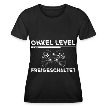 Onkel Level Loading Schwangerschaft Verkünden - Frauen Funktions-T-Shirt - Schwarz - Vorne - AI Model Female 172 light (172cm)