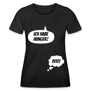 Ich habe Hunger Lustige Schwangerschaft Verkünden - Frauen Funktions-T-Shirt - Schwarz - Vorne - AI Model Female 172 light (172cm)