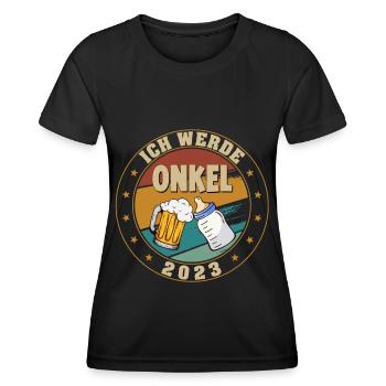 Ich werde Onkel 2023 Lustige Schwangerschaft - Frauen Funktions-T-Shirt - Schwarz - Vorne - AI Model Female 172 light (172cm)