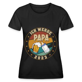 Ich werde Papa 2023 Lustige Schwangerschaft - Frauen Funktions-T-Shirt - Schwarz - Vorne - AI Model Female 172 light (172cm)